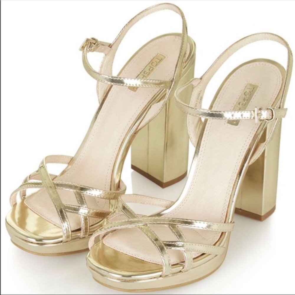 Topshop gold metallic heels